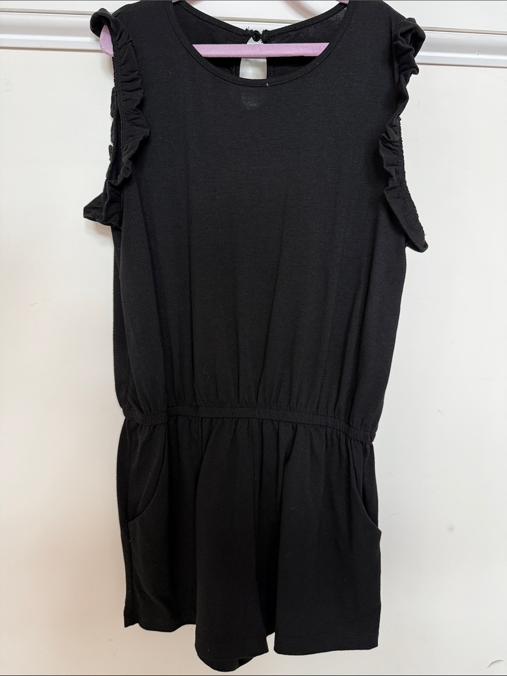 Black Ruffle Sleeve Romper